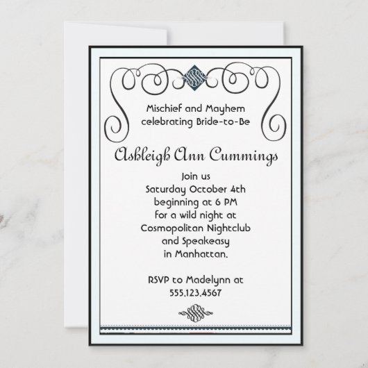 Bridal Mayhem  Art Deco Kaart (Achterkant)