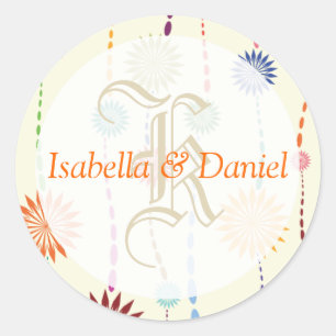 Bridal Monogram Gift Seals Ronde Sticker