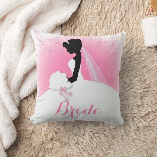 Bridal Mrs Right Pink bride silhouette Kussen (Deken)