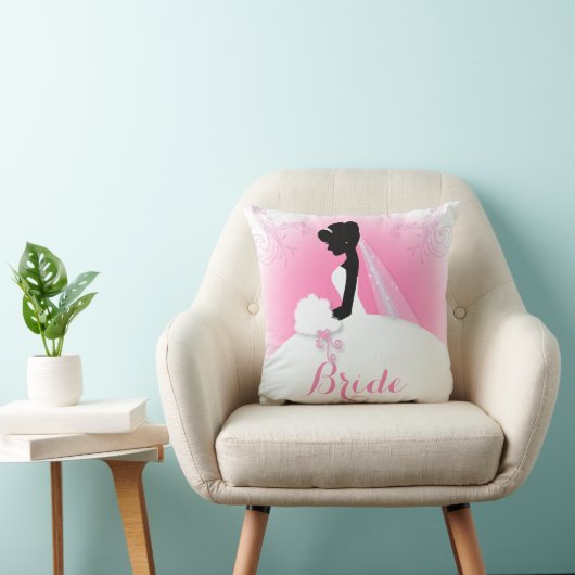 Bridal Mrs Right Pink bride silhouette Kussen (Stoel)