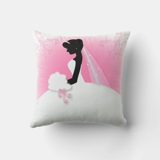 Bridal Mrs Right Pink bride silhouette Kussen (Achterkant)