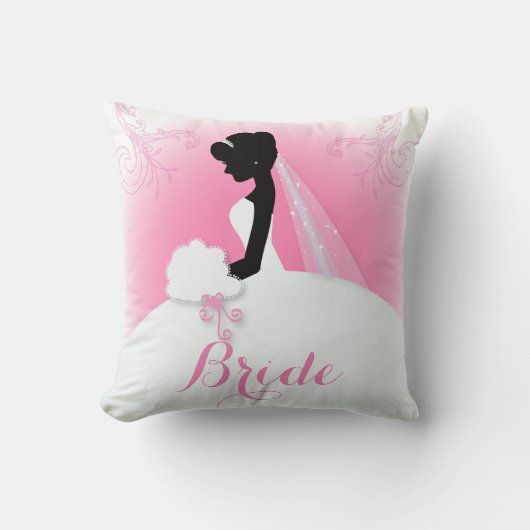 Bridal Mrs Right Pink bride silhouette Kussen (Voorkant)