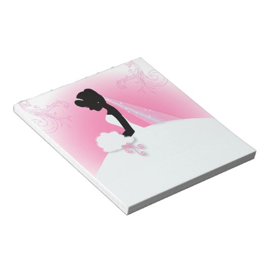 Bridal Mrs Right Pink bride silhouette Notitieblok (Schuin)