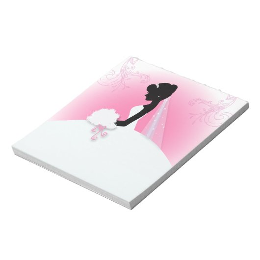 Bridal Mrs Right Pink bride silhouette Notitieblok (Linkerzijde)