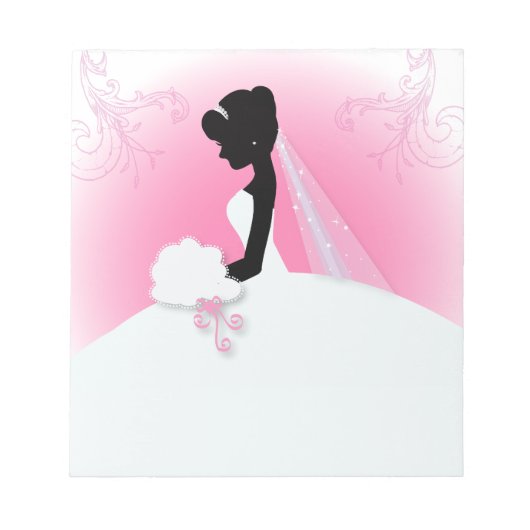 Bridal Mrs Right Pink bride silhouette Notitieblok (Voorkant)