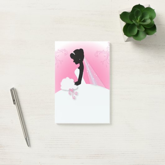 Bridal Mrs Right Pink bride silhouette Post-it® Notes (Kantoor)