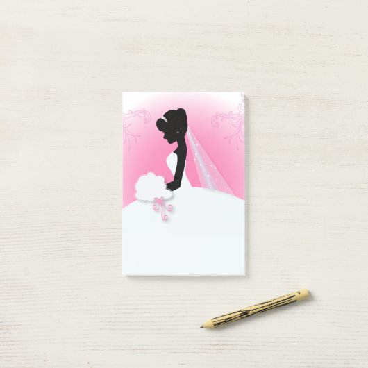 Bridal Mrs Right Pink bride silhouette Post-it® Notes (Op bureau)