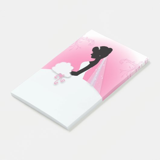 Bridal Mrs Right Pink bride silhouette Post-it® Notes (Schuin)