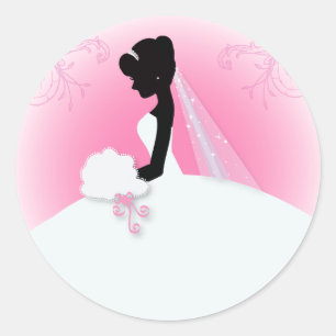 Bridal Mrs Right Pink bride silhouette Ronde Sticker