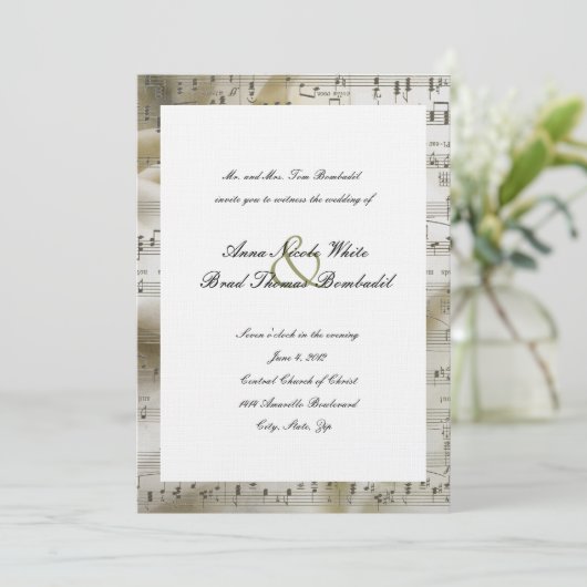 Bridal Music Wedding Uitnodiging (Staand voorkant)