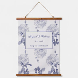 Bridal Navy & Taupe Waterverf Roos Hangend Wandkleed