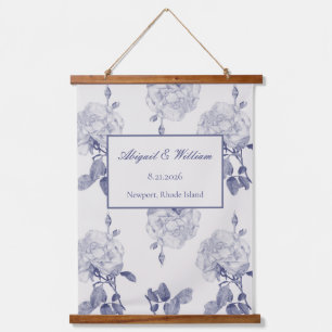 Bridal Navy & Taupe Waterverf Roos Hangend Wandkleed