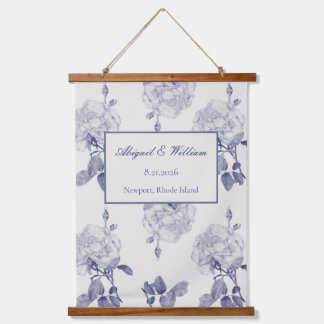 Bridal Navy & Taupe Waterverf Roos Hangend Wandkleed