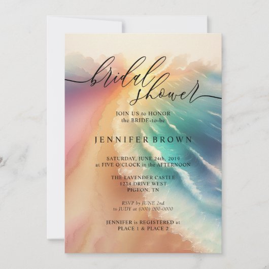 Bridal Ocean Beach Signature Zomer Waterverf Kaart (Voorkant)