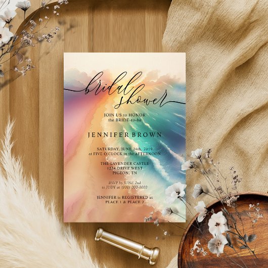 Bridal Ocean Beach Signature Zomer Waterverf Kaart