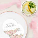 Bridal (of andere) Elegant Blush Pink Rose Gold Kartonnen Onderzetters<br><div class="desc">Elegant onderzetter met capaciteit om in bericht aan andere gebeurtenissen te veranderen. Mooie florale details in wazige roze en gouden tinten van roos. Moderne handgeschreven kalligrafie. Wanneer u van ontwerp verandert in een andere gebeurtenis, voegt u ons evenement tussen de vierkanten toe om het decoratieve staarten te laten eindigen. Een...</div>