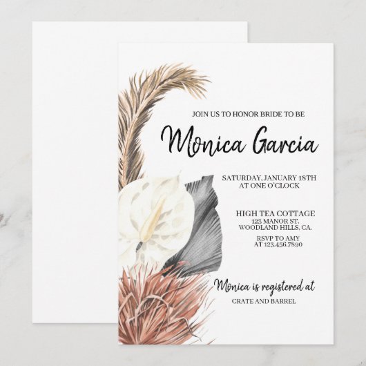 Bridal|PAMPAS GRASS/BOHEMIAN Kaart (Voorkant / Achterkant)