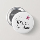 Bridal Partij Zuster in Law Pink Wedding Button (Voorkant /achterkant)