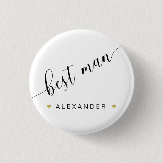 Bridal Party Best Man Script Simple Moderne Gold Ronde Button 3,2 Cm (Voorkant)