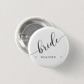 Bridal Party Bride Script Simple Moderne Gold Hear Ronde Button 3,2 Cm (Voorkant /achterkant)