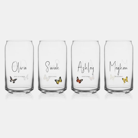 Bridal Party bruidsmeisje Butterfly aangepaste naa Blikvorm Glas (Achterkant)