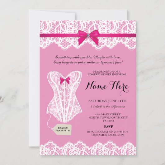 Bridal Party corset nodigt roze lingerie uit Kaart (Voorkant)