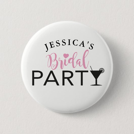 Bridal Party Custom Team Bride Cocktail Badges Pin Ronde Button 5,7 Cm (Voorkant)