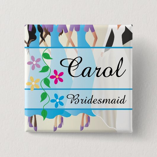 Bridal Party Dinner and Rehearal Name Buttonnen Vierkante Button 5,1 Cm (Voorkant)