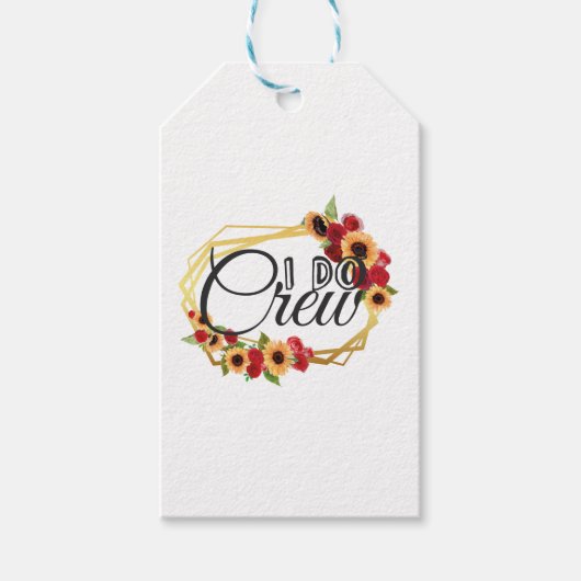 Bridal Party Gifts, I Do Crew, Sunflower, Rozen Cadeaulabel (Voorkant)