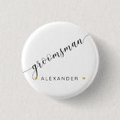 Bridal Party Groomsman Script Simple Moderne Gold Ronde Button 3,2 Cm (Voorkant)