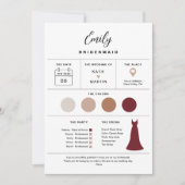 Bridal Party Info Kaart, Bridesmaid Attire Kaart (Voorkant)