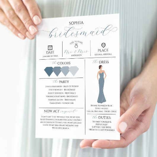 Bridal Party Info Kaart Wil jij mijn bruidsmeisje 