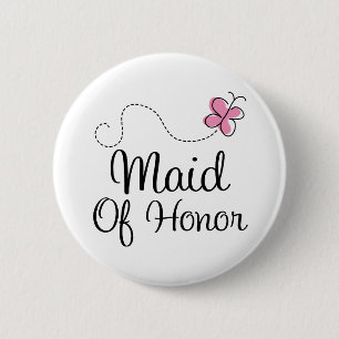 Bridal Party Maid of Honor Pink Wedding Button
