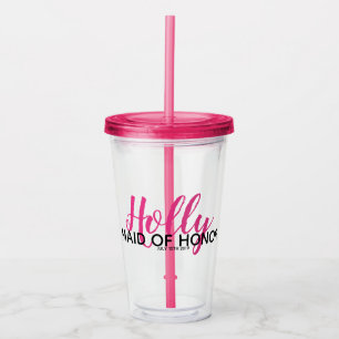 Bridal Party Name Pink Maid of Honor Bottle Acryl Drinkbeker
