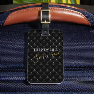 Bridal-party over het zwarte drestheeketentje van bagagelabel