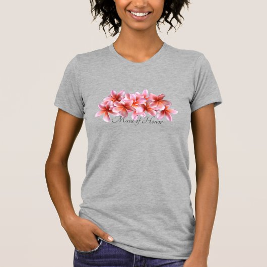 Bridal Party Pink Plumeria Hawaiian Flowers T-shirt (Voorkant)
