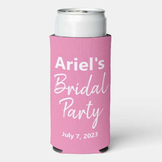 Bridal Party - Pink & White - Weddenschap Seltzer Blikjeskoeler (Seltzer Achterkant)