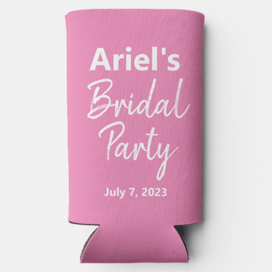 Bridal Party - Pink & White - Weddenschap Seltzer Blikjeskoeler (Achterkant)