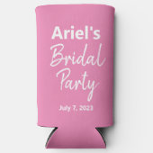 Bridal Party - Pink & White - Weddenschap Seltzer Blikjeskoeler (Voorkant)