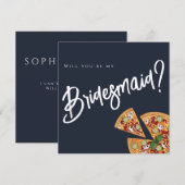 Bridal Party proposal Navy Blue PIZZA Weddenschap Kaart (Voorkant / Achterkant)