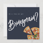 Bridal Party proposal Navy Blue PIZZA Weddenschap Kaart (Voorkant)