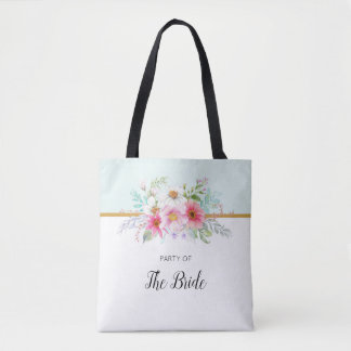 Bridal Party roze en Bleek Turquoise Spring Floral Tote Bag