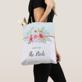 Bridal Party roze en Bleek Turquoise Spring Floral Tote Bag (Dichtbij)