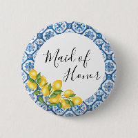 Bridal Party Shower Button - Blue Tegel en Lemons