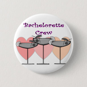 Bridal Party T-Shirts "Bachelorette Crew" Ronde Button 5,7 Cm