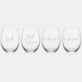 Bridal Party Wijnglas Set Gepersonaliseerd Zonder Voet (Voorkant)