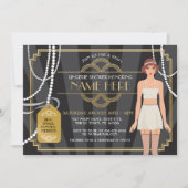 Bridal Pearl Brunette Invite Kaart (Voorkant)