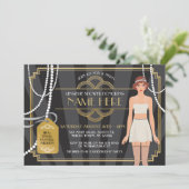 Bridal Pearl Brunette Invite Kaart (Staand voorkant)