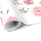 Bridal Pink Waterverf Peonies Cadeaupapier (Rol Hoek)