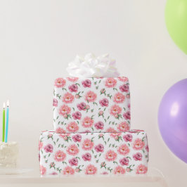 Bridal Pink Waterverf Peonies Cadeaupapier